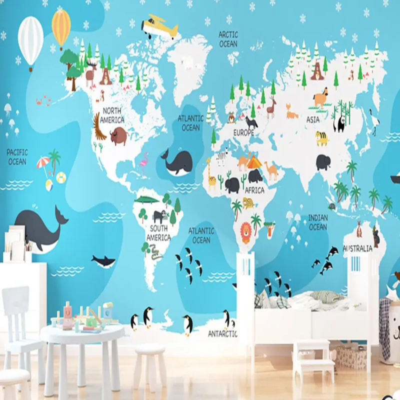 3D Wallpaper Kids Wall World Map