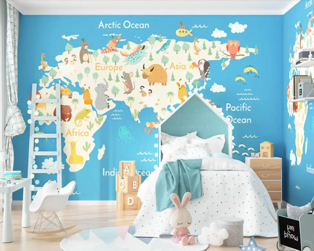 3D Wallpaper Kids Wall World Map