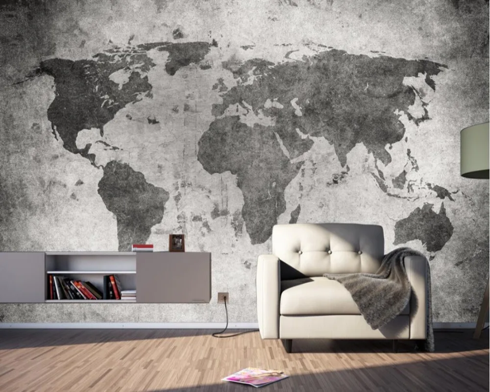 3D Wallpaper Rustic World Map SKU# WAL0485