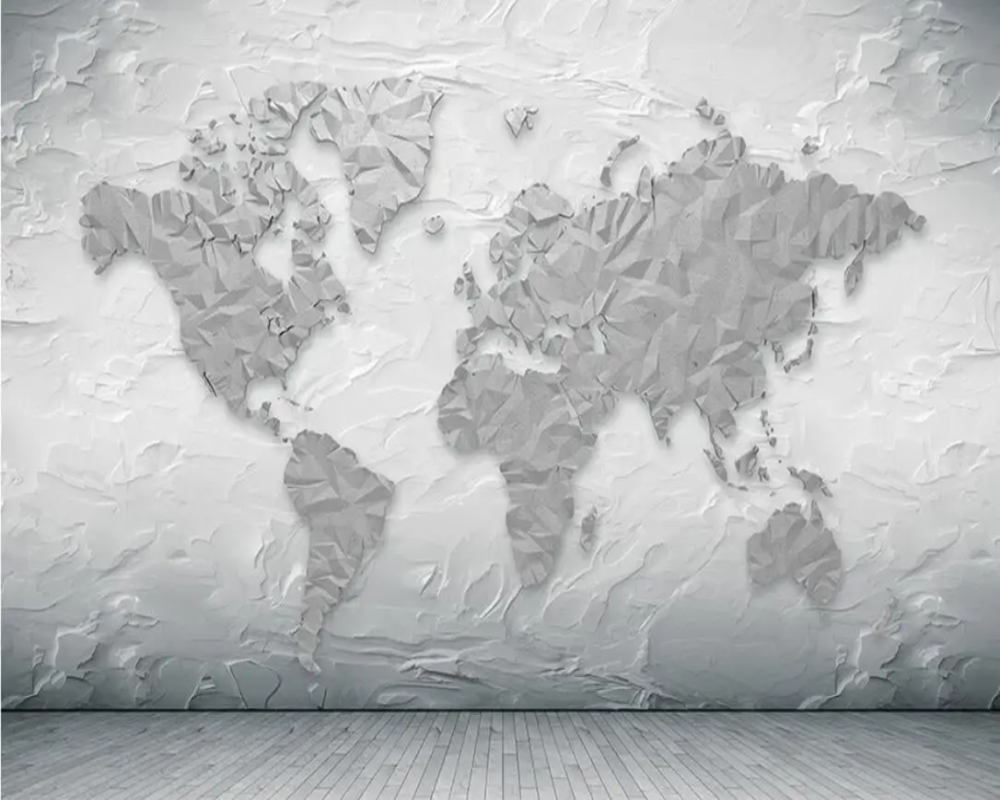 3D Wallpaper Rusitc Stone World Map SKU# WAL0486