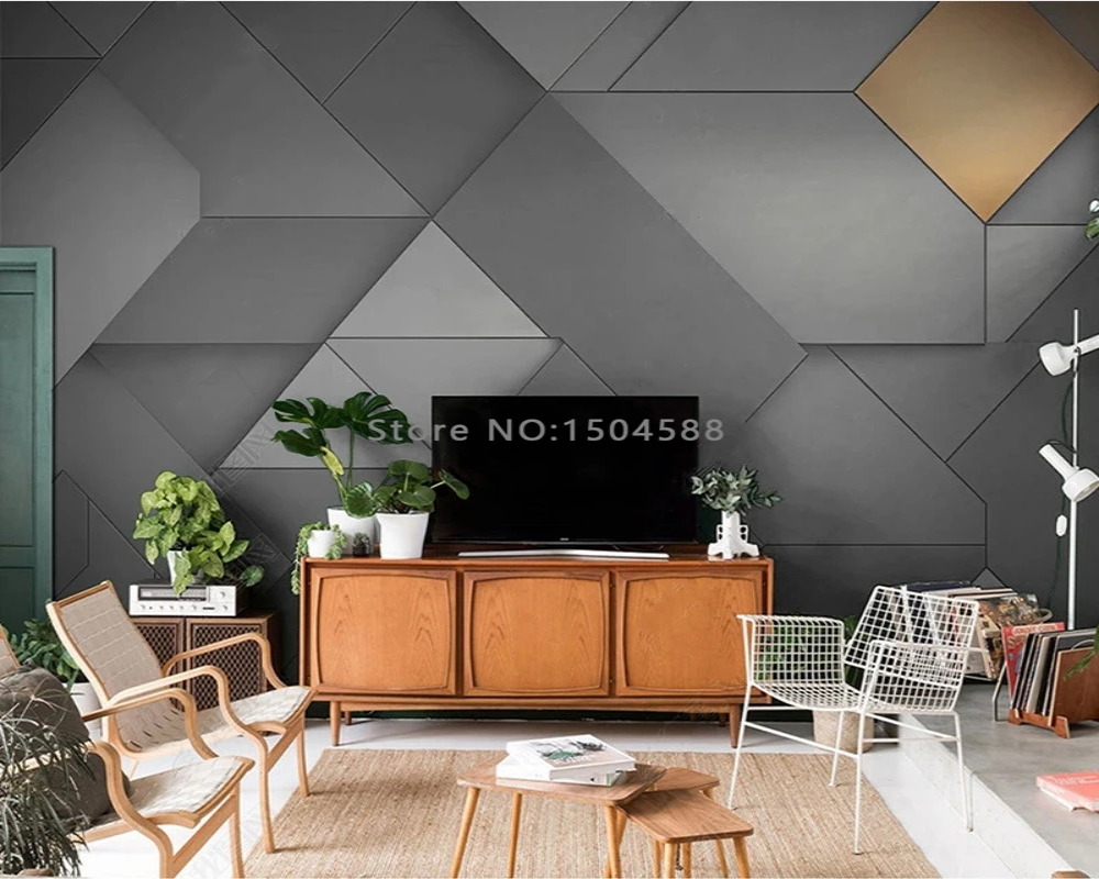 3D Wallpaper Minimalist Gray Lines