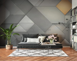 3D Wallpaper Minimalist Gray Lines