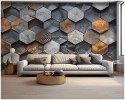 3D Wallpaper Hexastone Cement