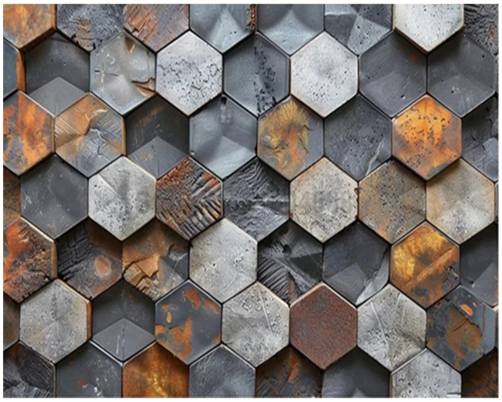 3D Wallpaper Hexastone Cement