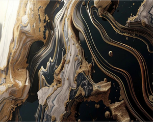 3D Wallpaper Black & Gold Classic Marble SKU# WAL0496