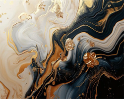 3D Wallpaper Ocean Aqua Gold I Marble