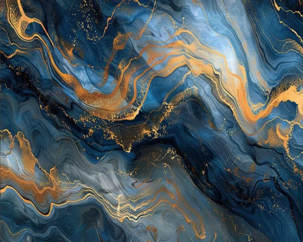 3D Wallpaper Ocean Aqua Gold IV Marble