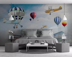 3D Wallpaper Airplanes and Balloons SKU# WAL0519