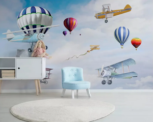3D Wallpaper Airplanes and Balloons SKU# WAL0519