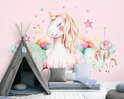 3D Wallpaper Unicorn Playtime Daycare SKU# WAL0520