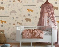 3D Wallpaper Baby Room Animals SKU# WAL0521