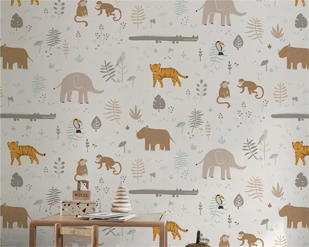3D Wallpaper Baby Room Animals