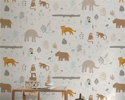 3D Wallpaper Baby Room Animals SKU# WAL0521