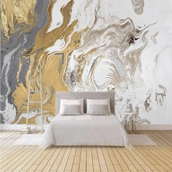 3D Wallpaper Gold & White Marble