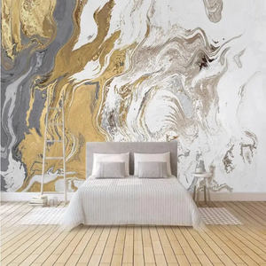 3D Wallpaper Gold & White Marble SKU# WAL0549