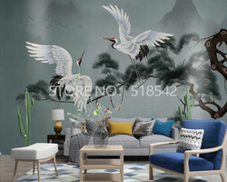 3D Wallpaper Flying Chinese Cranes SKU# WAL0589