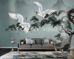 3D Wallpaper Flying Chinese Cranes SKU# WAL0589