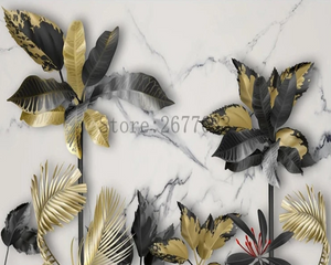 3D Wallpaper Modern Black & Gold SKU# WAL0599