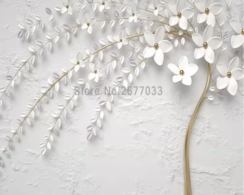 3D Wallpaper Flowing Floral Mystery