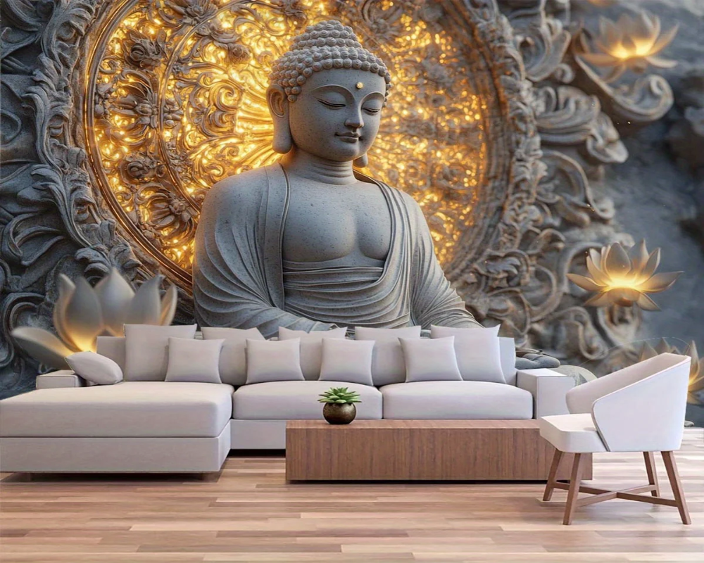 3D Wallpaper Glowing Serene Buddha SKU# WAL0747