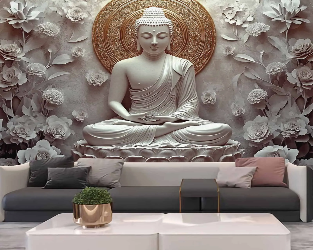 3D Wallpaper Glowing Serene Buddha III SKU# WAL0749