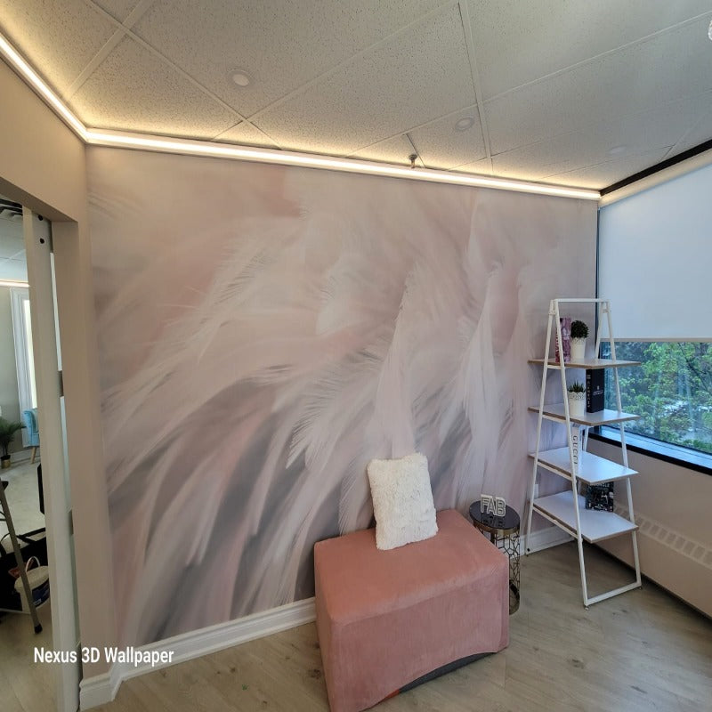 3D Wallpaper Pink Feather Field SKU# WAL0506