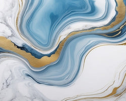 3D Wallpaper Aqua Blue/Gold Marble