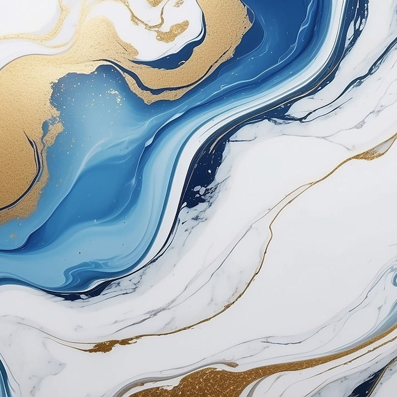 3D Wallpaper Aqua Blue/Gold Marble