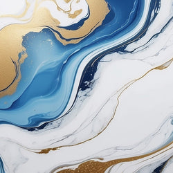 3D Wallpaper Aqua Blue/Gold Marble