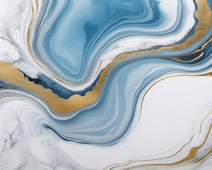 3D Wallpaper Aqua Blue/Gold Marble WAL0561