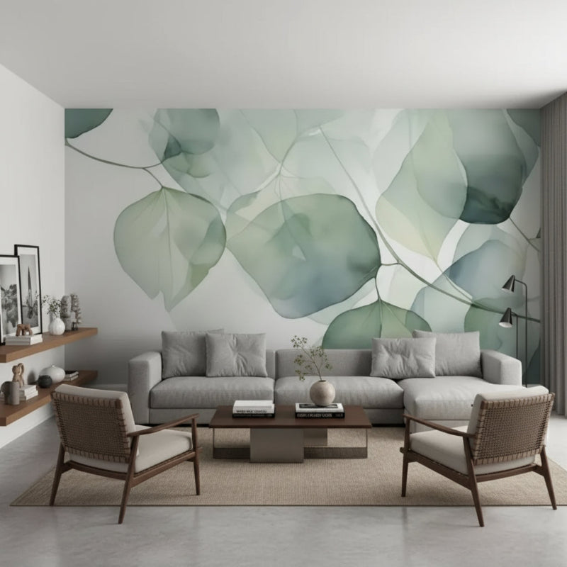 3D Wallpaper Serene Green Leaf