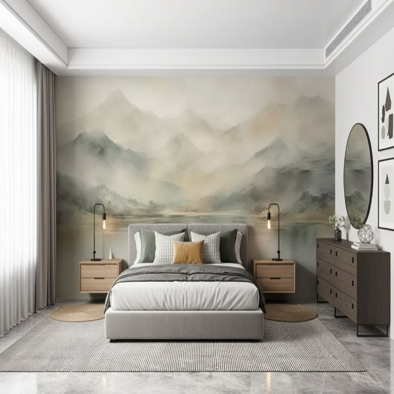 3D Wallpaper Misty Mountain Escape