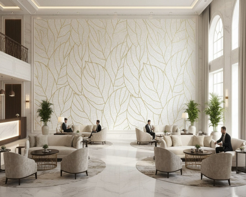 3D Wallpaper Golden Leaf Luxe