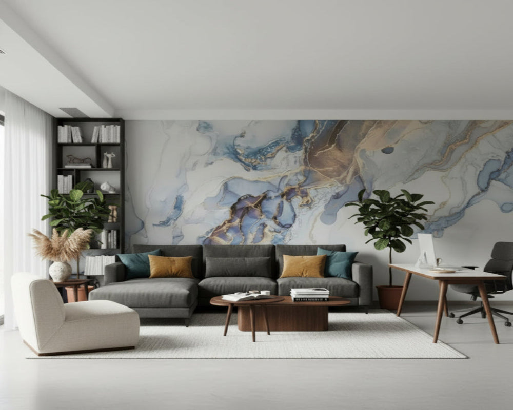 3D Wallpaper Azure Vein Marble