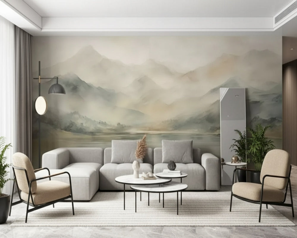 3D Wallpaper Misty Mountain Escape