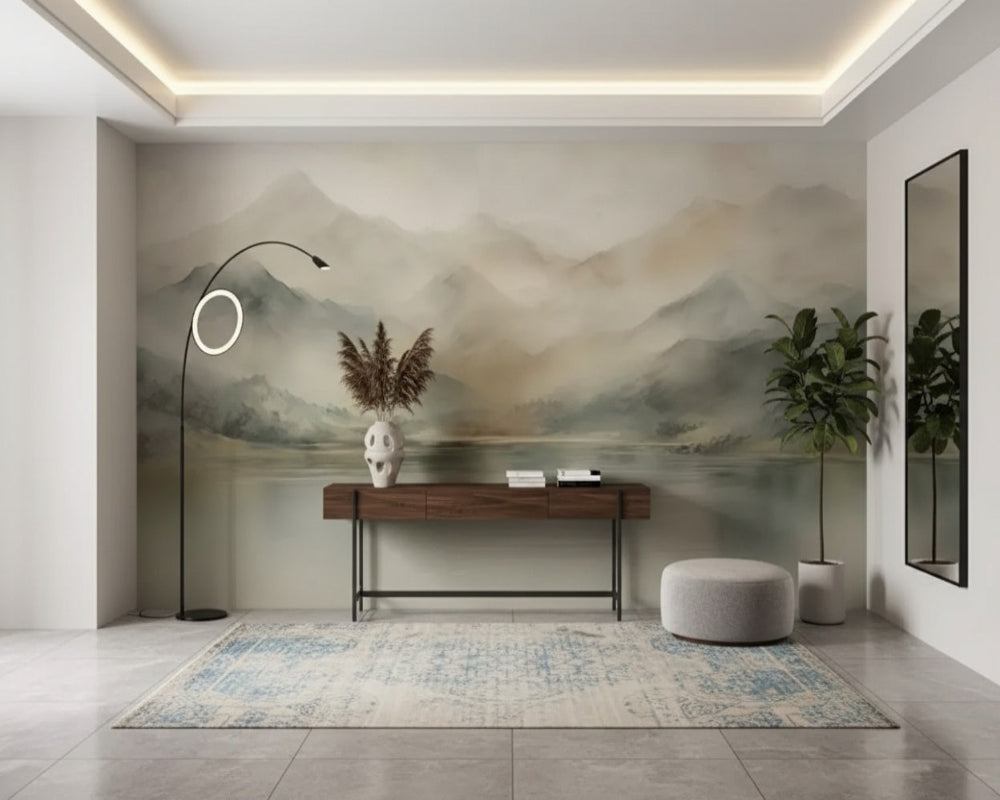 3D Wallpaper Misty Mountain Escape