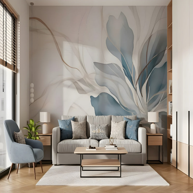 3D Wallpaper Misty Blue Petals 