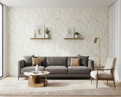 3D Wallpaper Golden Leaf Luxe