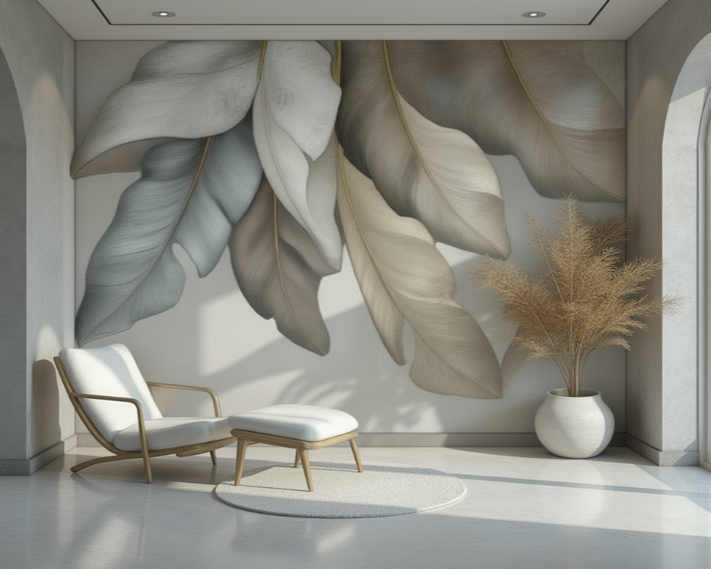 3D Wallpaper Soft Leaf Harmony 