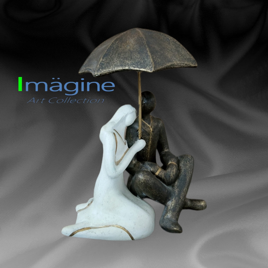 Umbrella Couple Stonecast Figurine for Home Décor