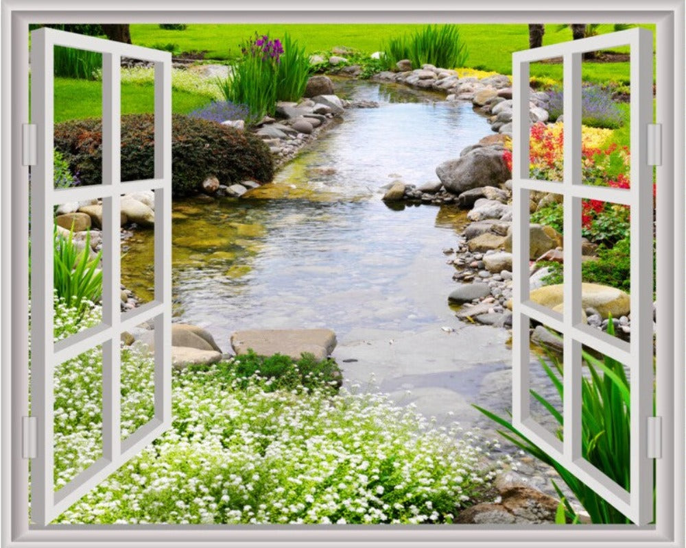 3D Wallpaper Window Garden SKU# WAL0346