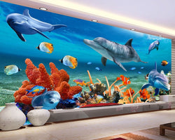 3D Wallpaper Dolphin Aquarium SKU#WAL0152