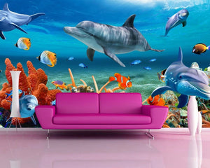 3D Wallpaper Dolphin Aquarium SKU#WAL0152