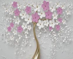 3D Wallpaper Golden White Tree