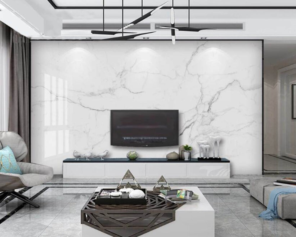 3D Wallpaper Mystic River Gray Marble