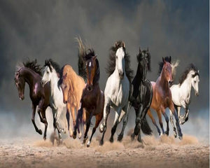 3D Wallpaper Running Horses for Living Room