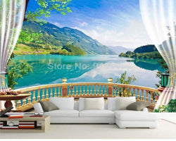 3D Wallpaper Balcony Ocean View SKU# WAL0326