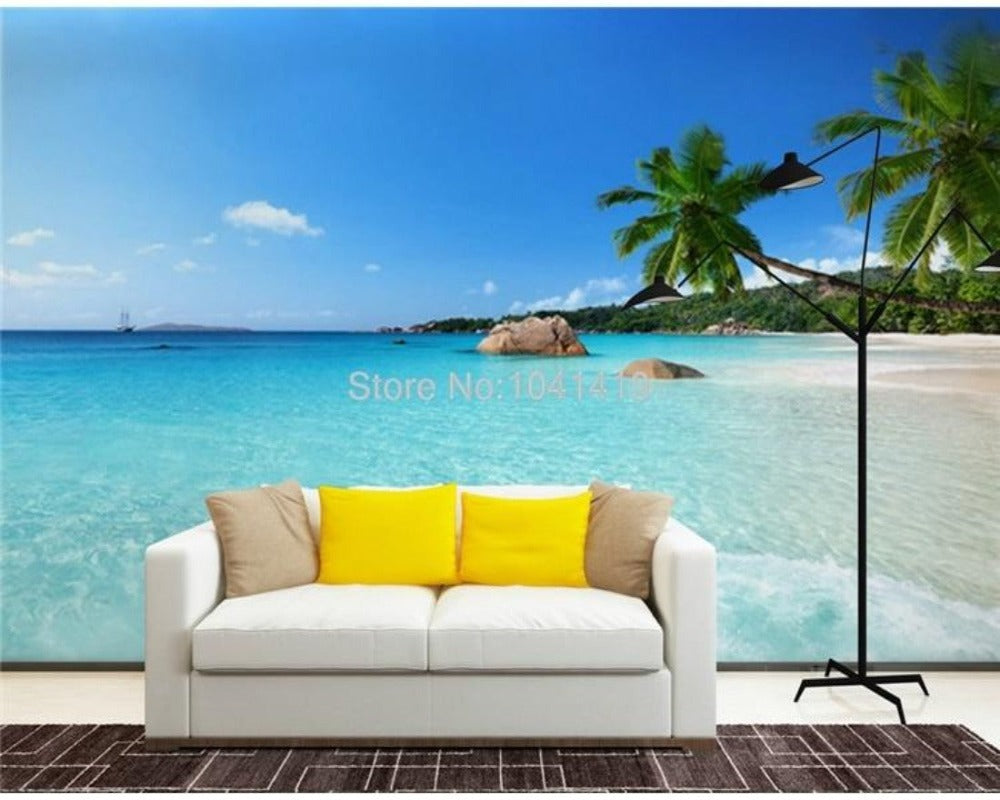 3D Wallpaper Seaside Palm Beach SKU# WAL0294