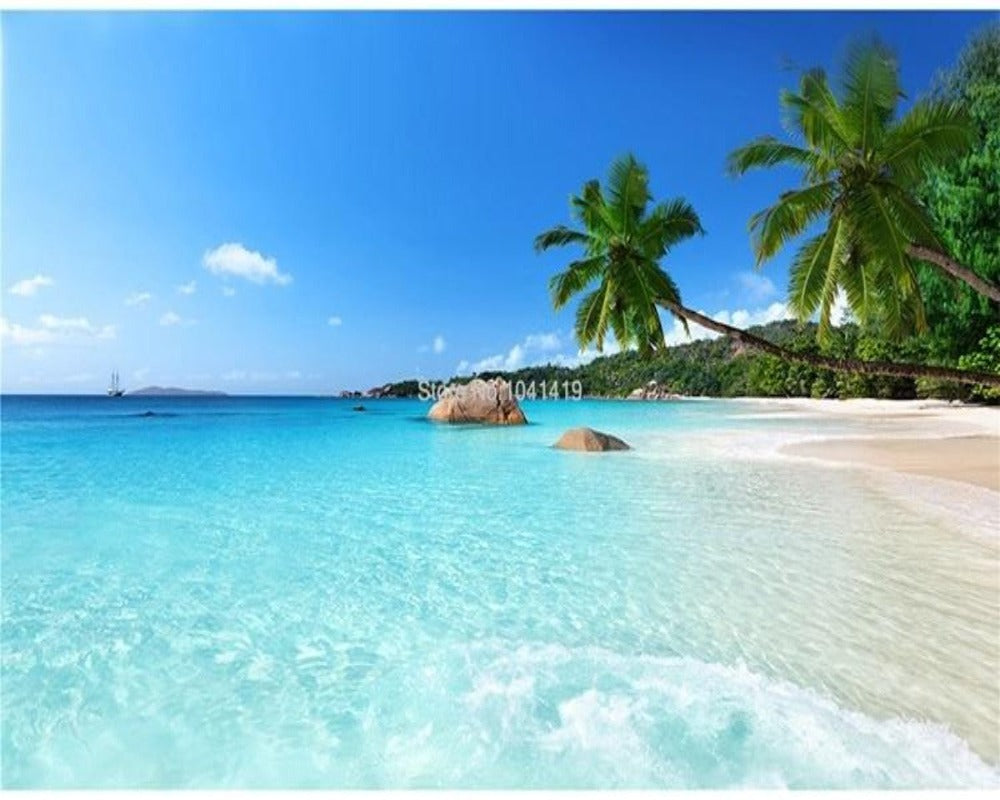 3D Wallpaper Seaside Palm Beach SKU# WAL0294