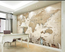 3D Wallpaper Nostalgic World Map SKU# WAL0202